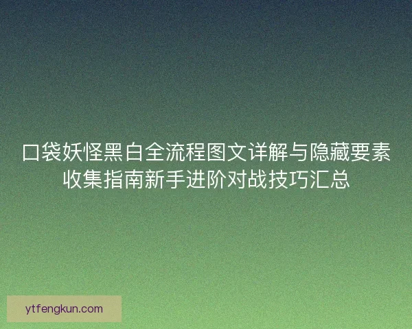 口袋妖怪黑白全流程图文详解与隐藏要素收集指南新手进阶对战技巧汇总